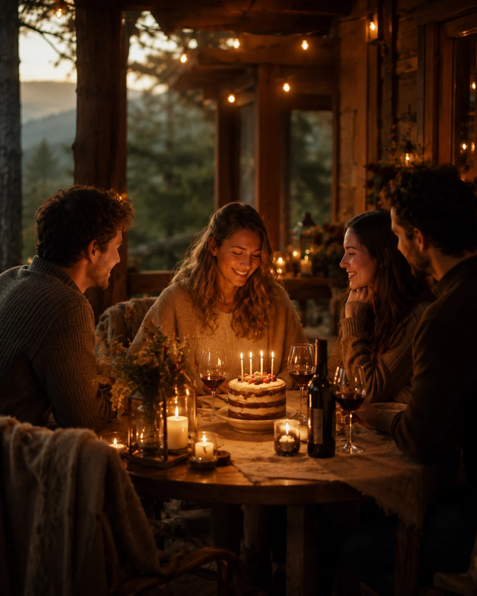 Comemoração de aniversário simples e aconchegante com poucas pessoas